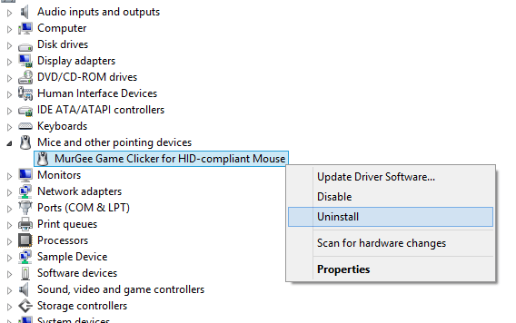 Uninstall Gaming Mouse Device Driver with the help of Device Manager Procedure to Uninstall Device Driver of Gaming Mouse Software with Windows Control Panel
